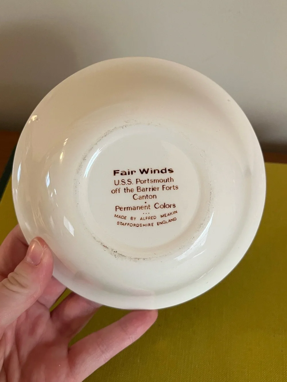Vintage Maritime Decorative Ceramic Bowl in Brown